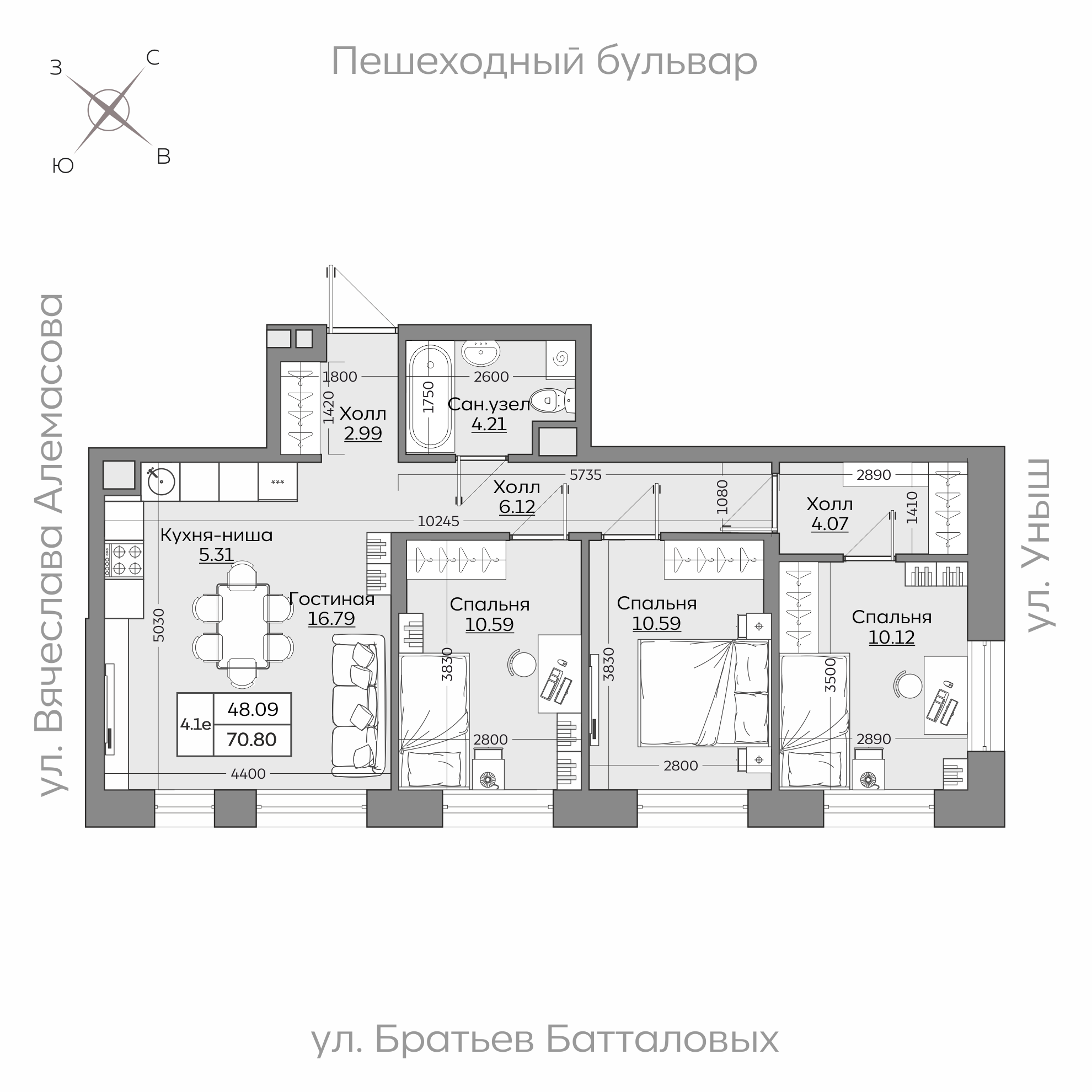 Планировка с размерами — квартиры в новостройках Казани