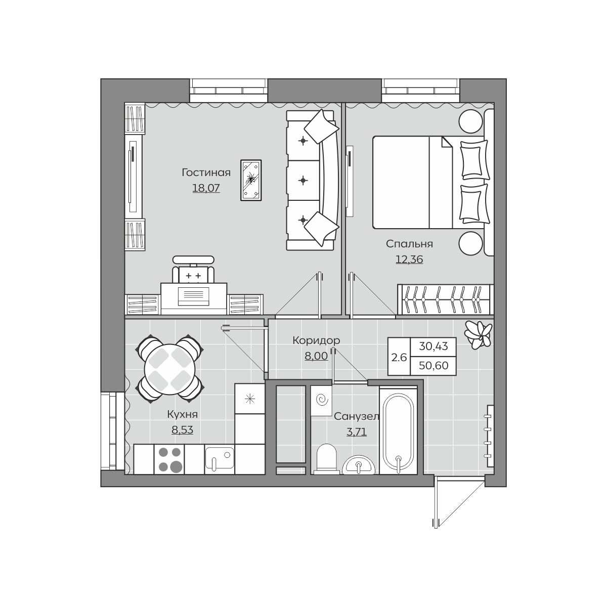 Планировка 2-комн.