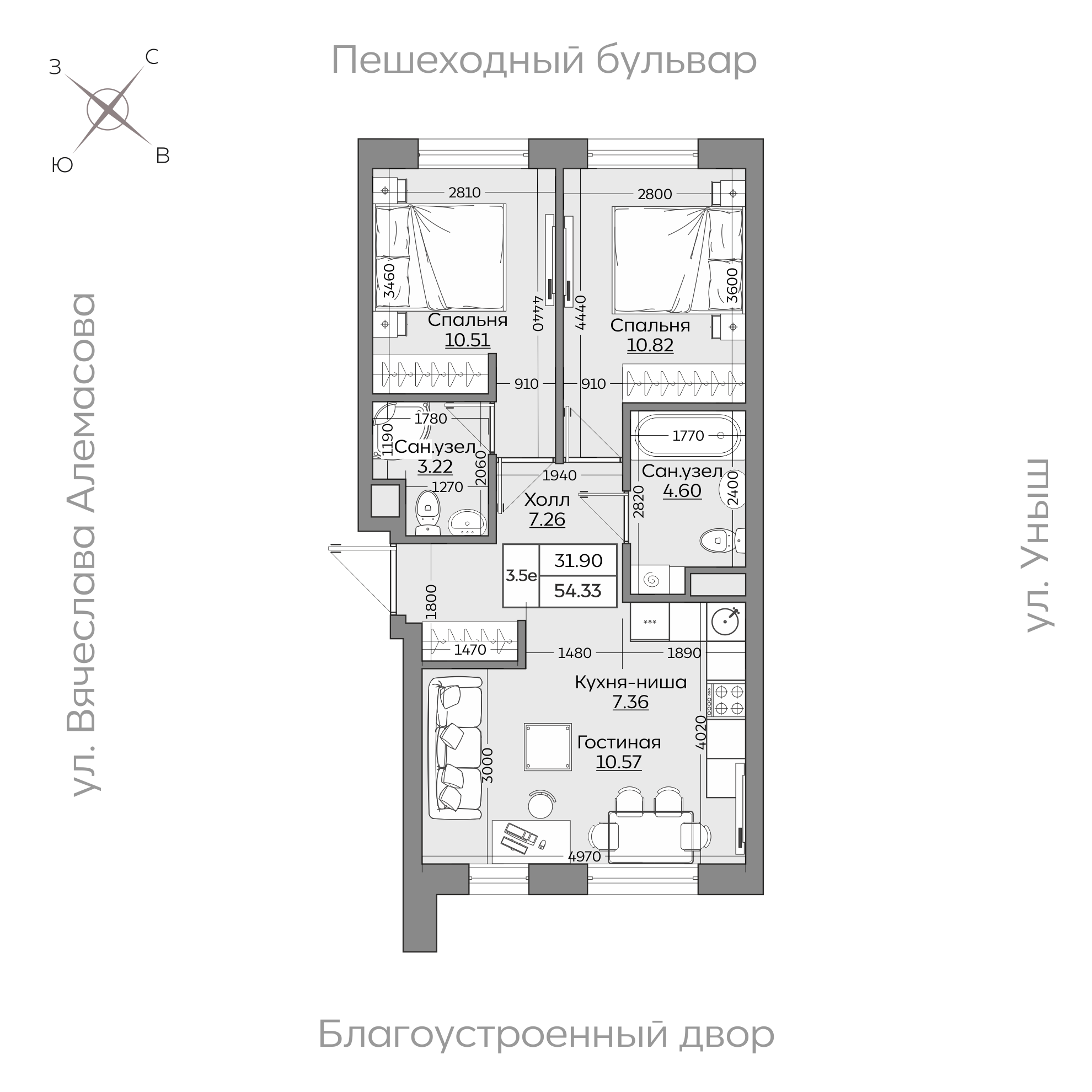 Планировка с размерами — квартиры в новостройках Казани