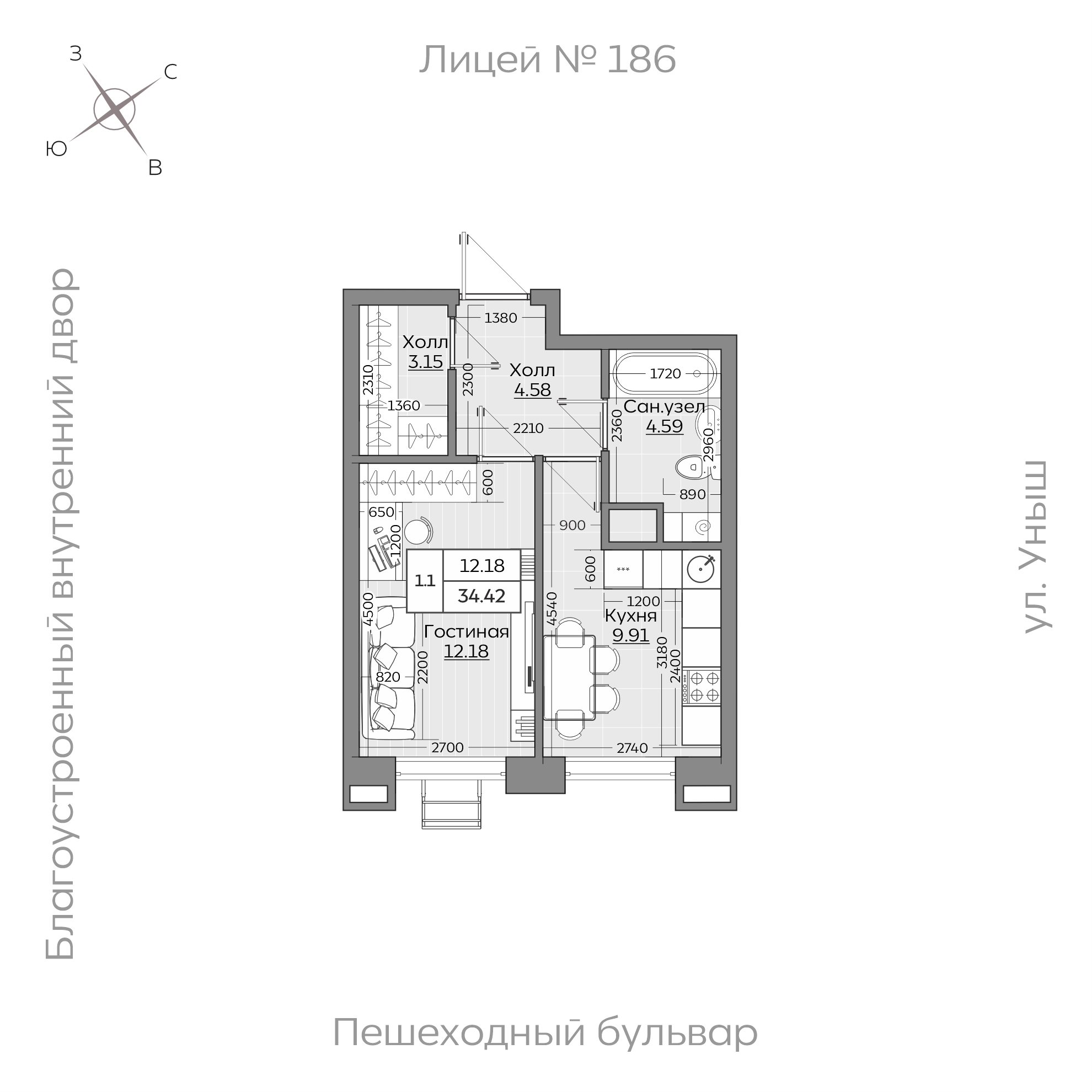 Планировка с размерами — квартиры в новостройках Казани