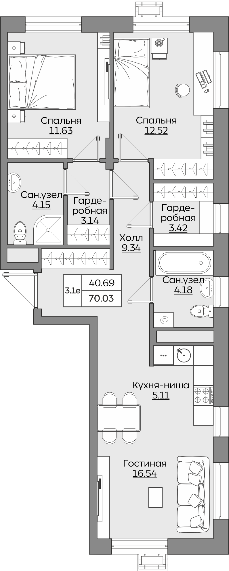 Планировка квартиры — новостройки Казани