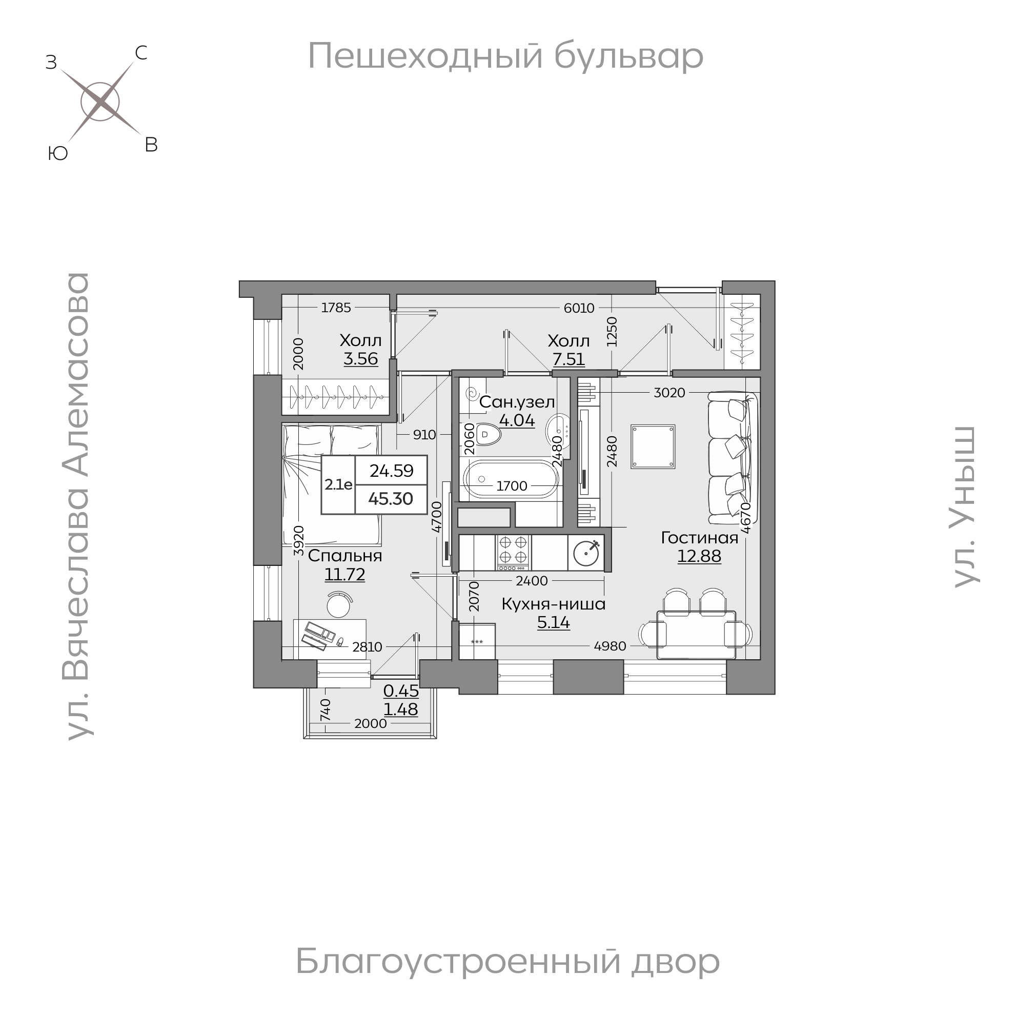 Планировка с размерами — квартиры в новостройках Казани