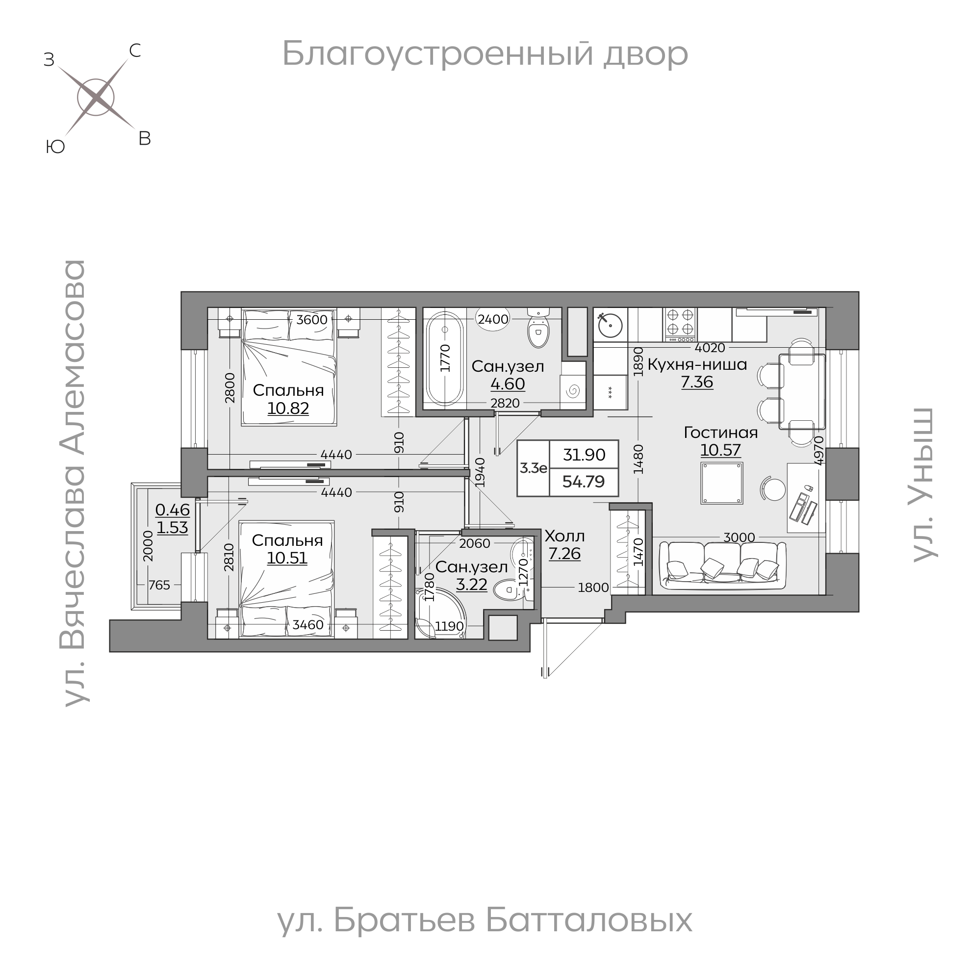 Планировка с размерами — квартиры в новостройках Казани