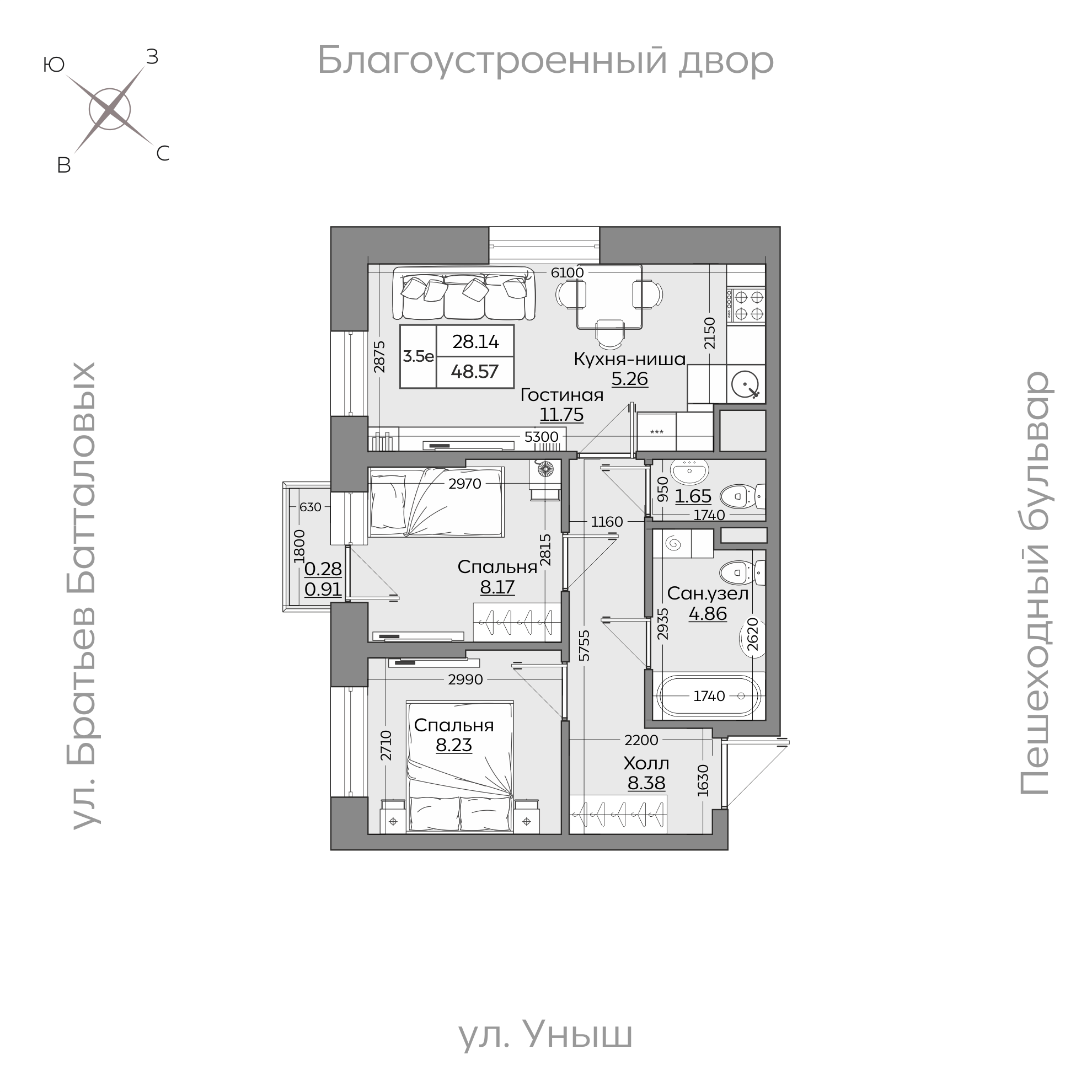 Планировка с размерами — квартиры в новостройках Казани