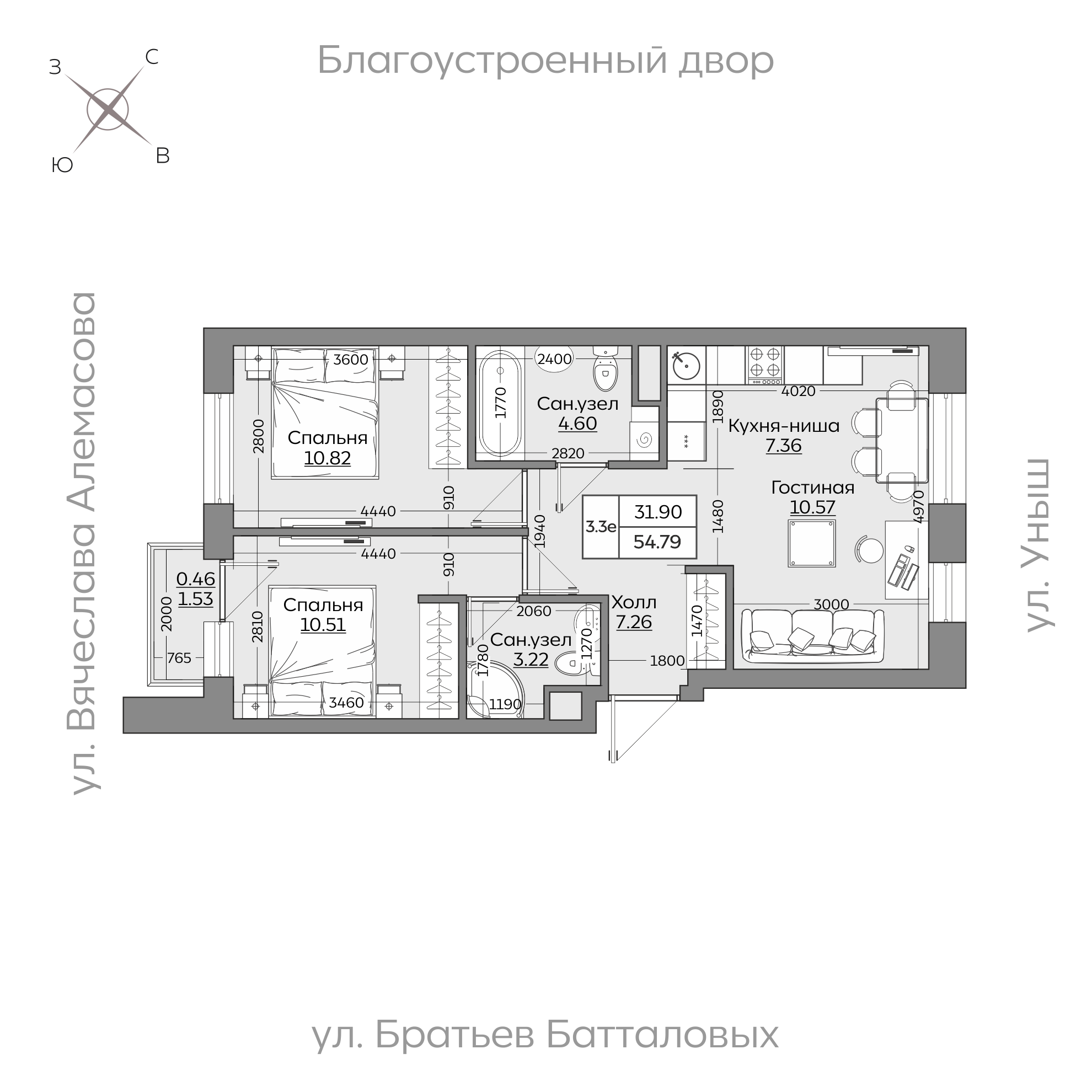 Планировка с размерами — квартиры в новостройках Казани