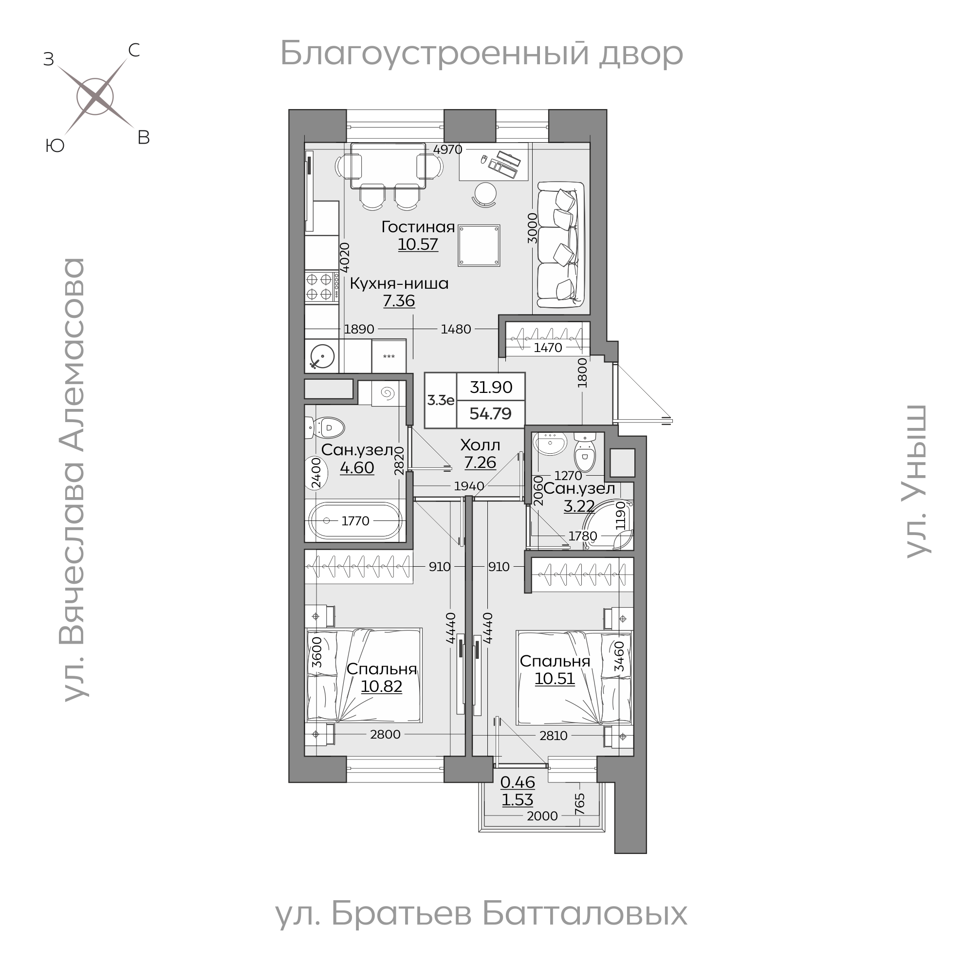 Планировка с размерами — квартиры в новостройках Казани