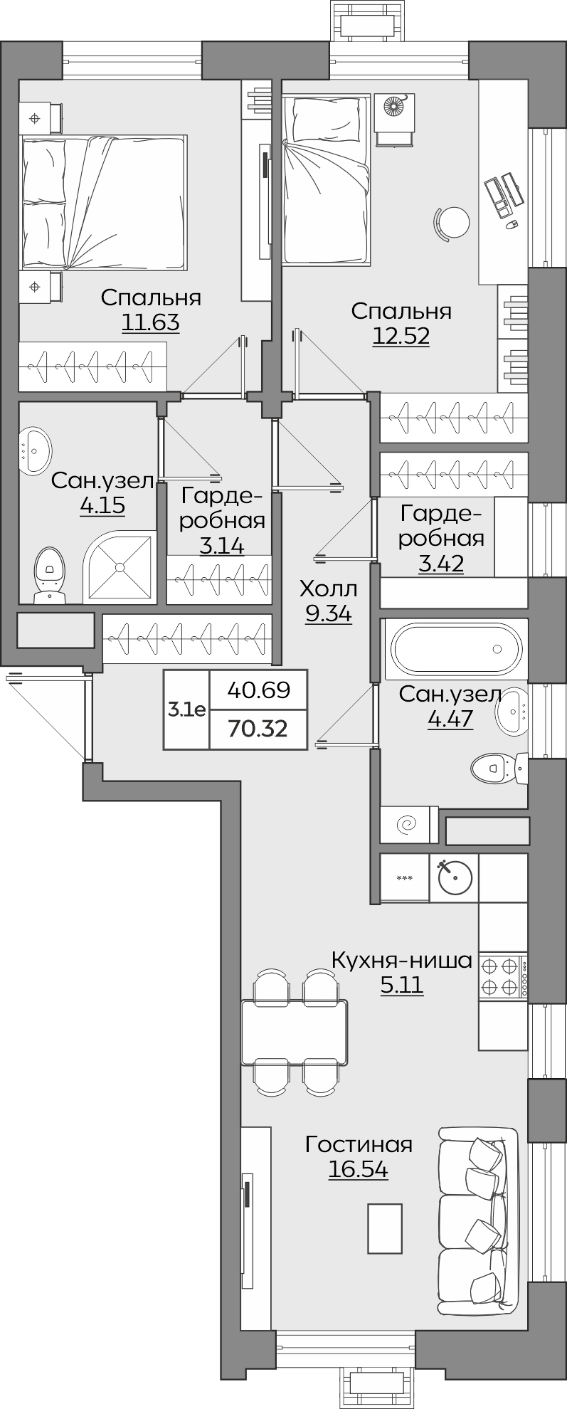 Планировка квартиры — новостройки Казани