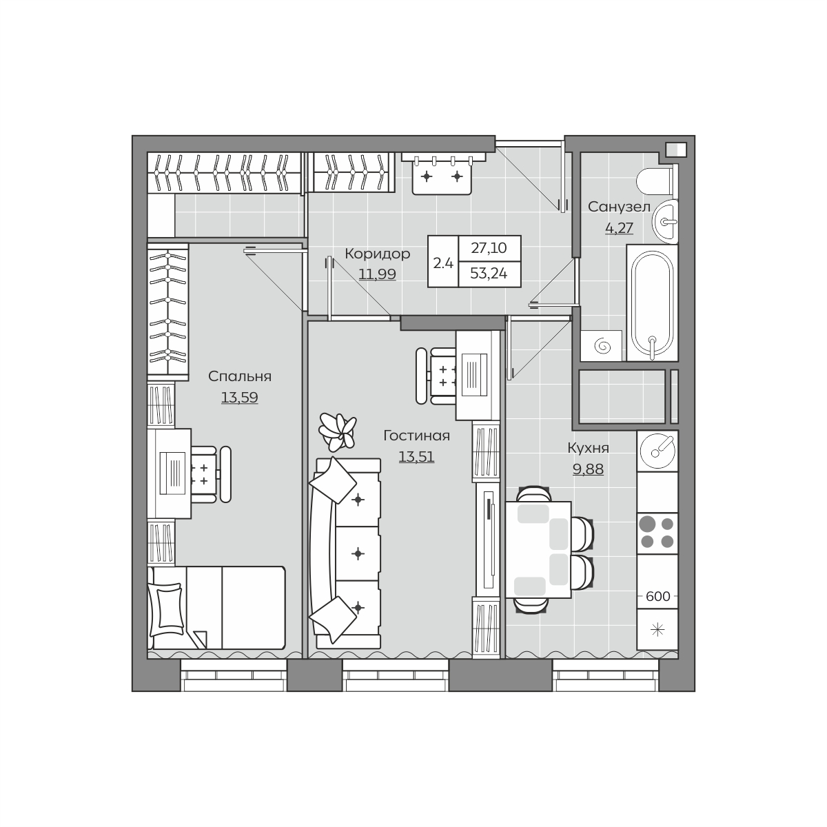 Планировка 2-комн.