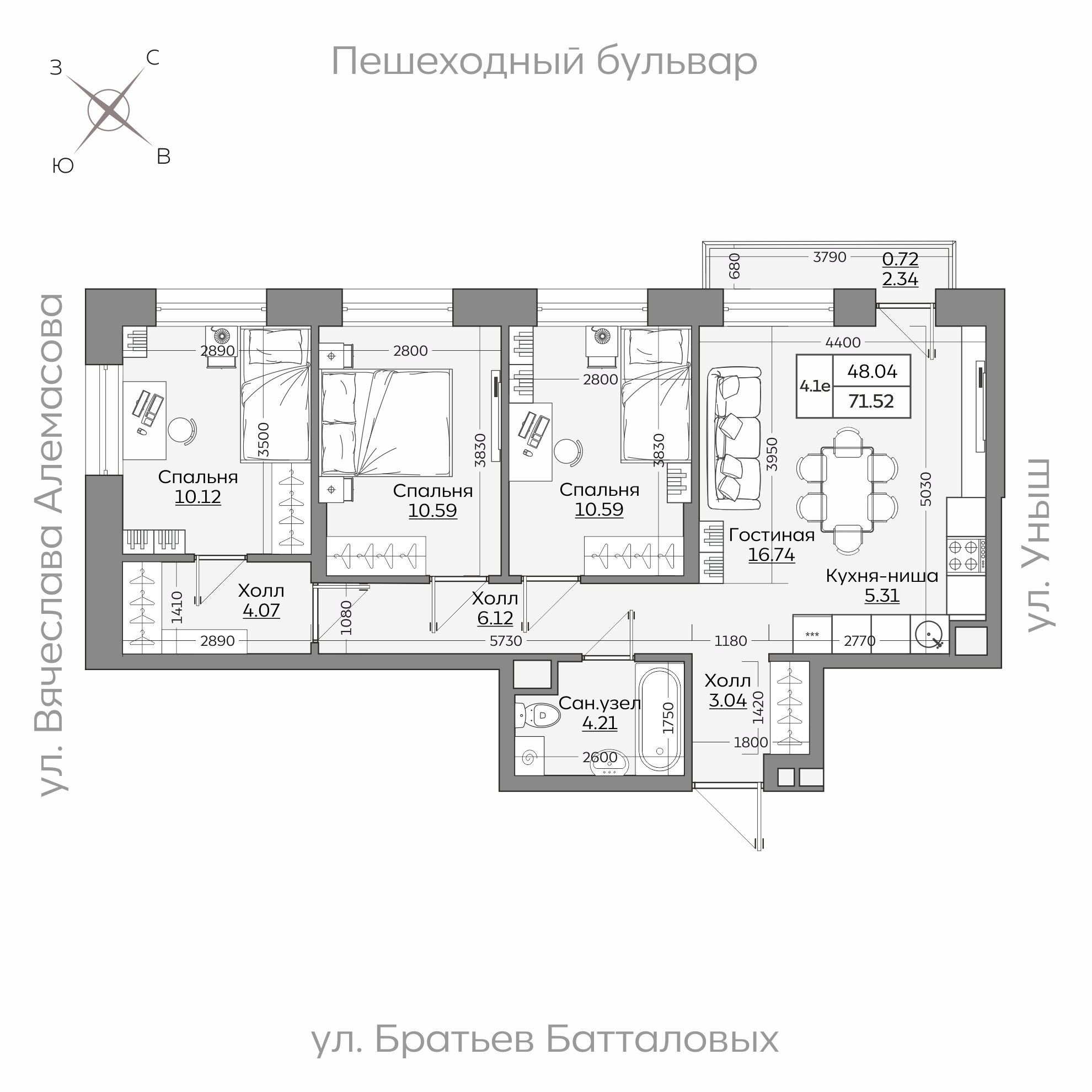 Планировка с размерами — квартиры в новостройках Казани