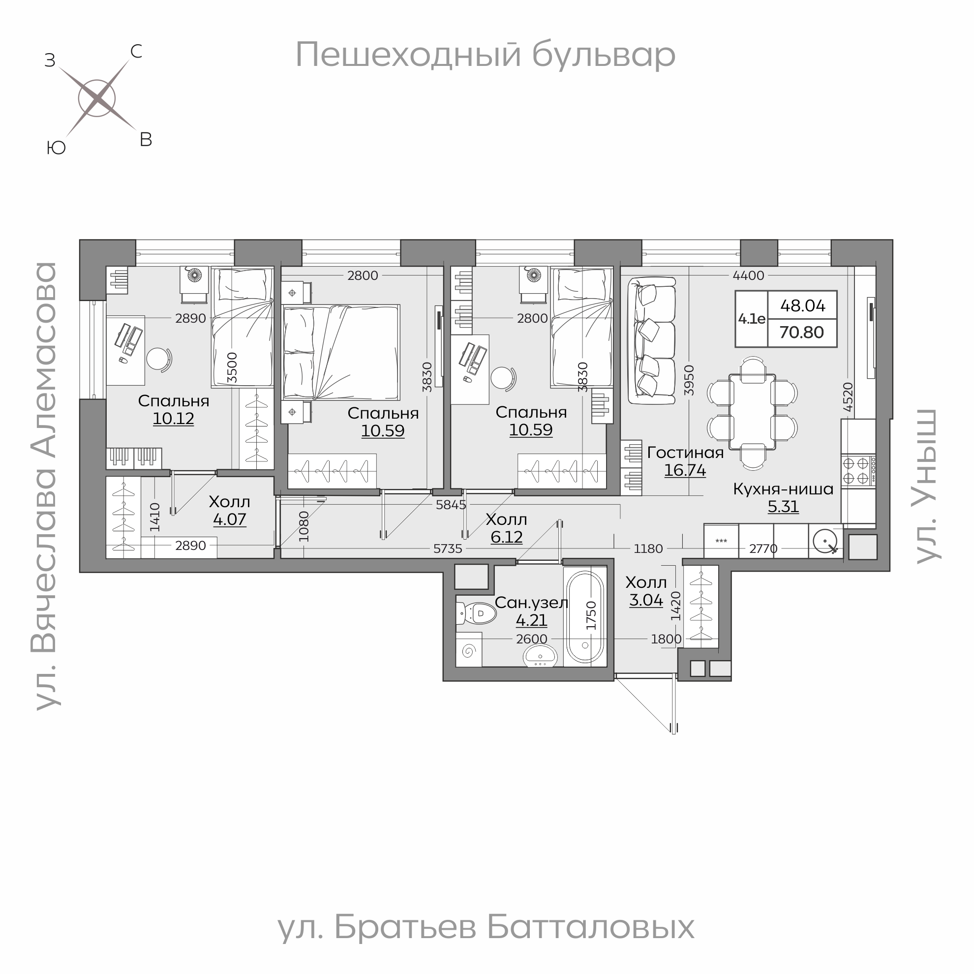 Планировка с размерами — квартиры в новостройках Казани