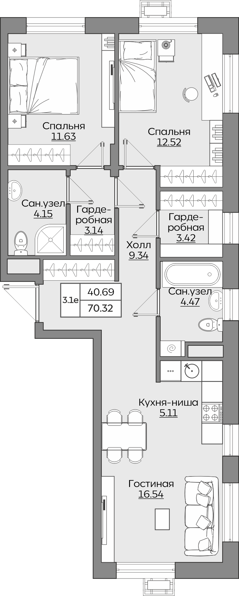 Планировка квартиры — новостройки Казани