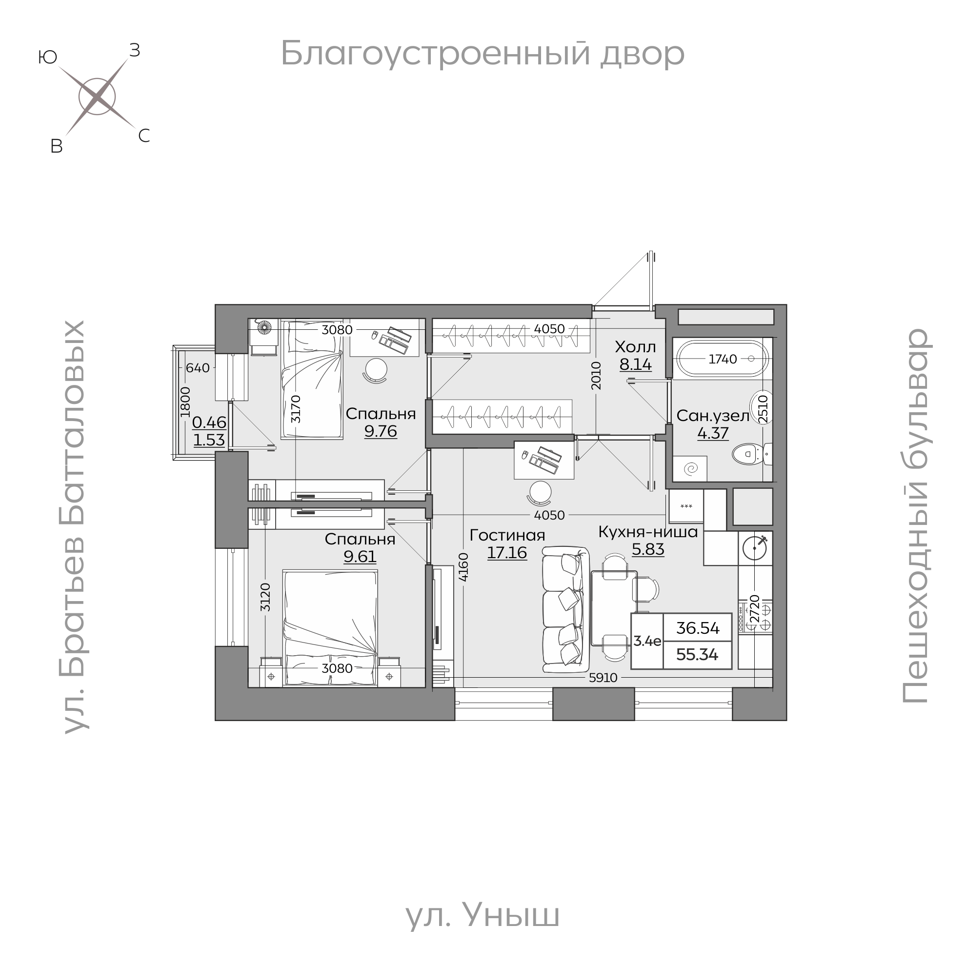 Планировка с размерами — квартиры в новостройках Казани