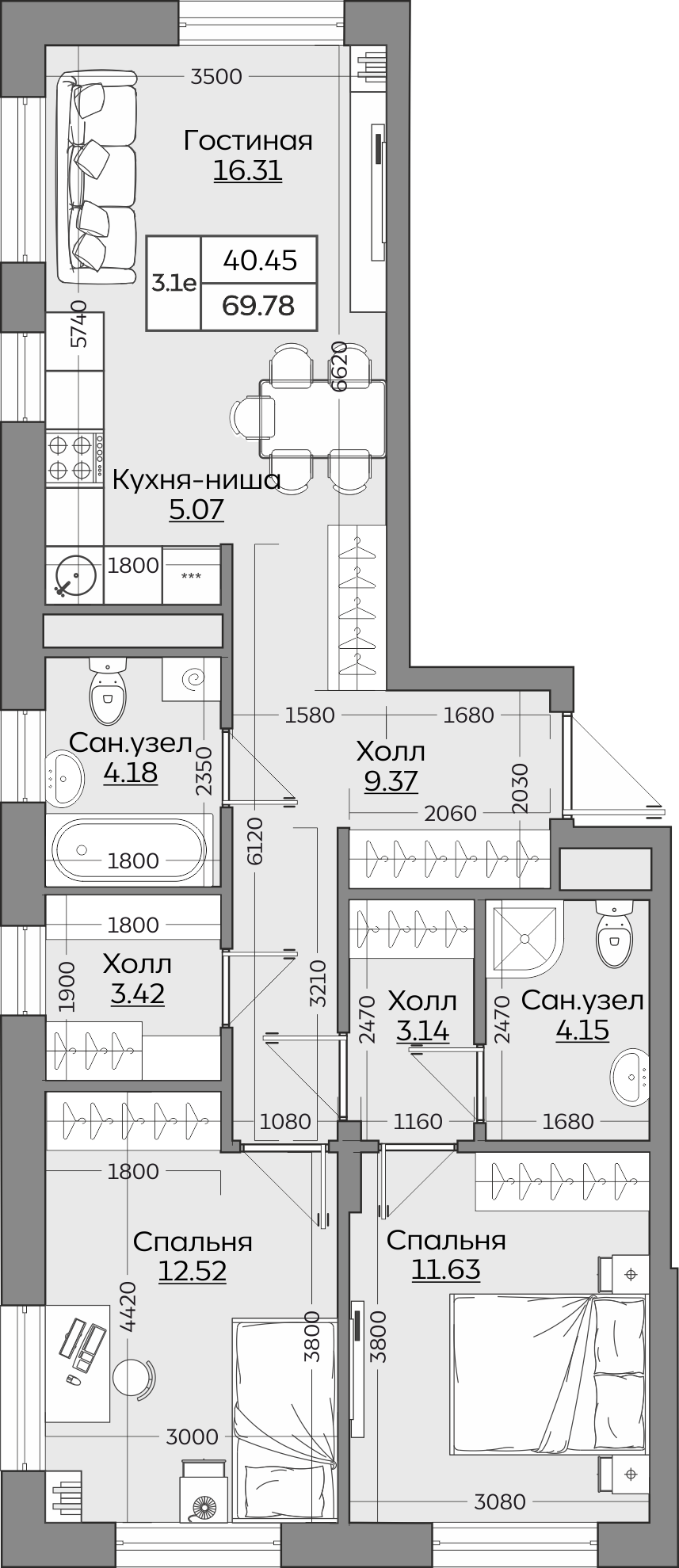 Планировка квартиры — новостройки Казани