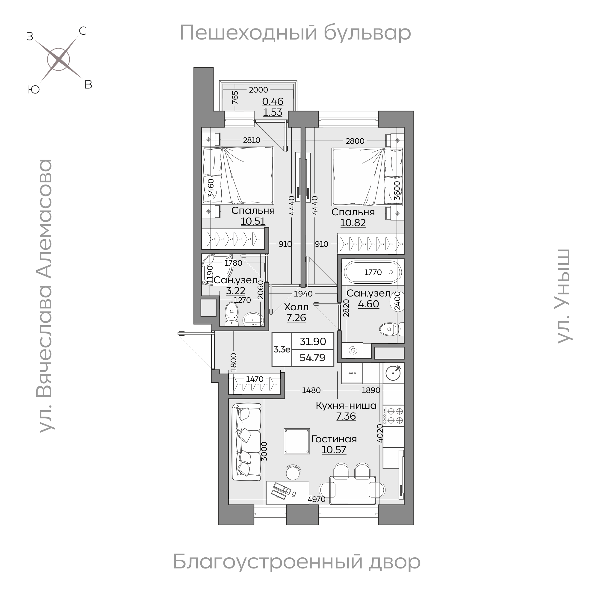 Планировка с размерами — квартиры в новостройках Казани