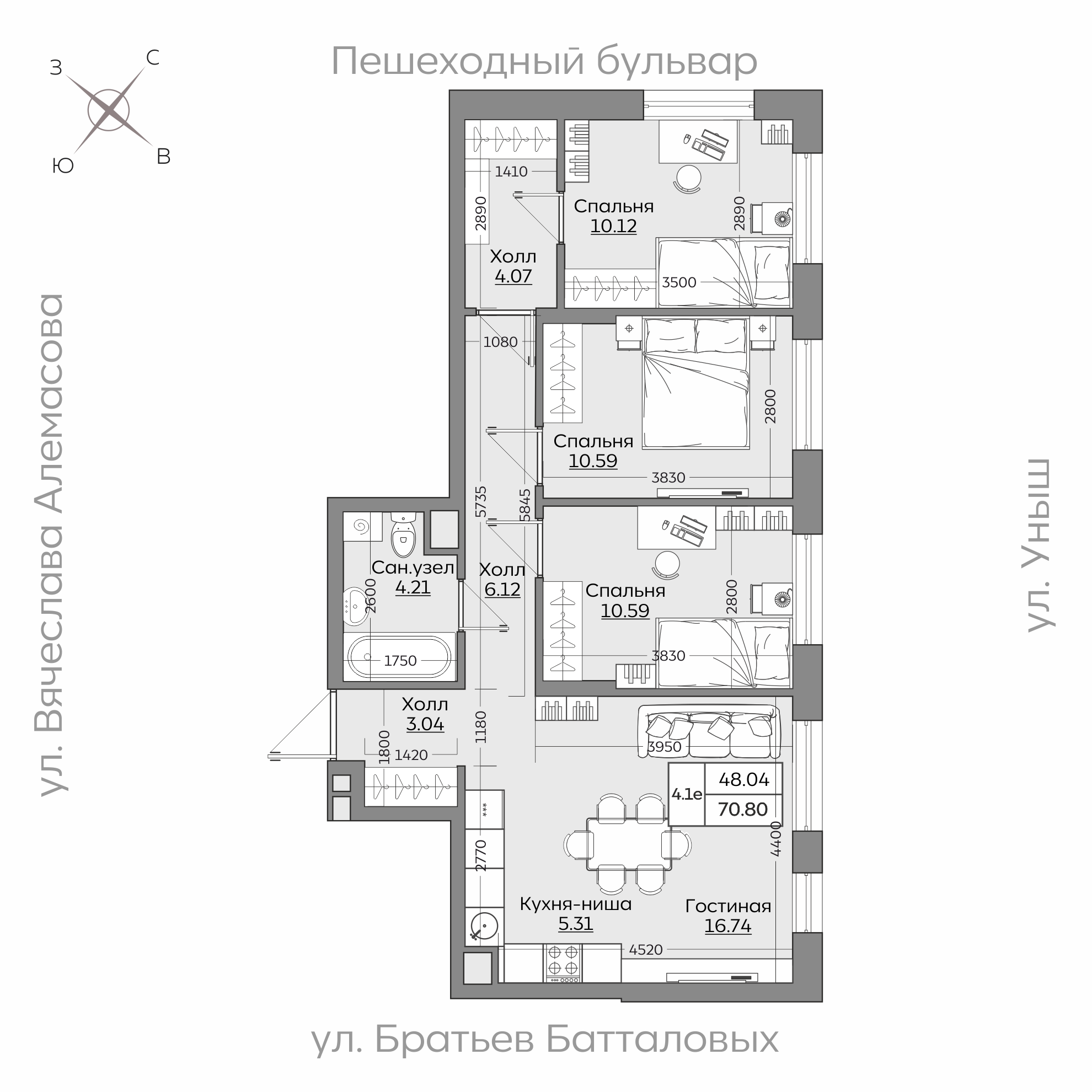 Планировка с размерами — квартиры в новостройках Казани
