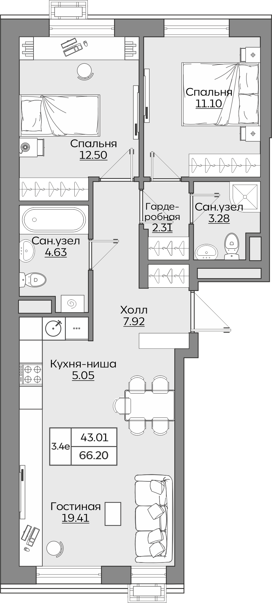 Планировка квартиры — новостройки Казани