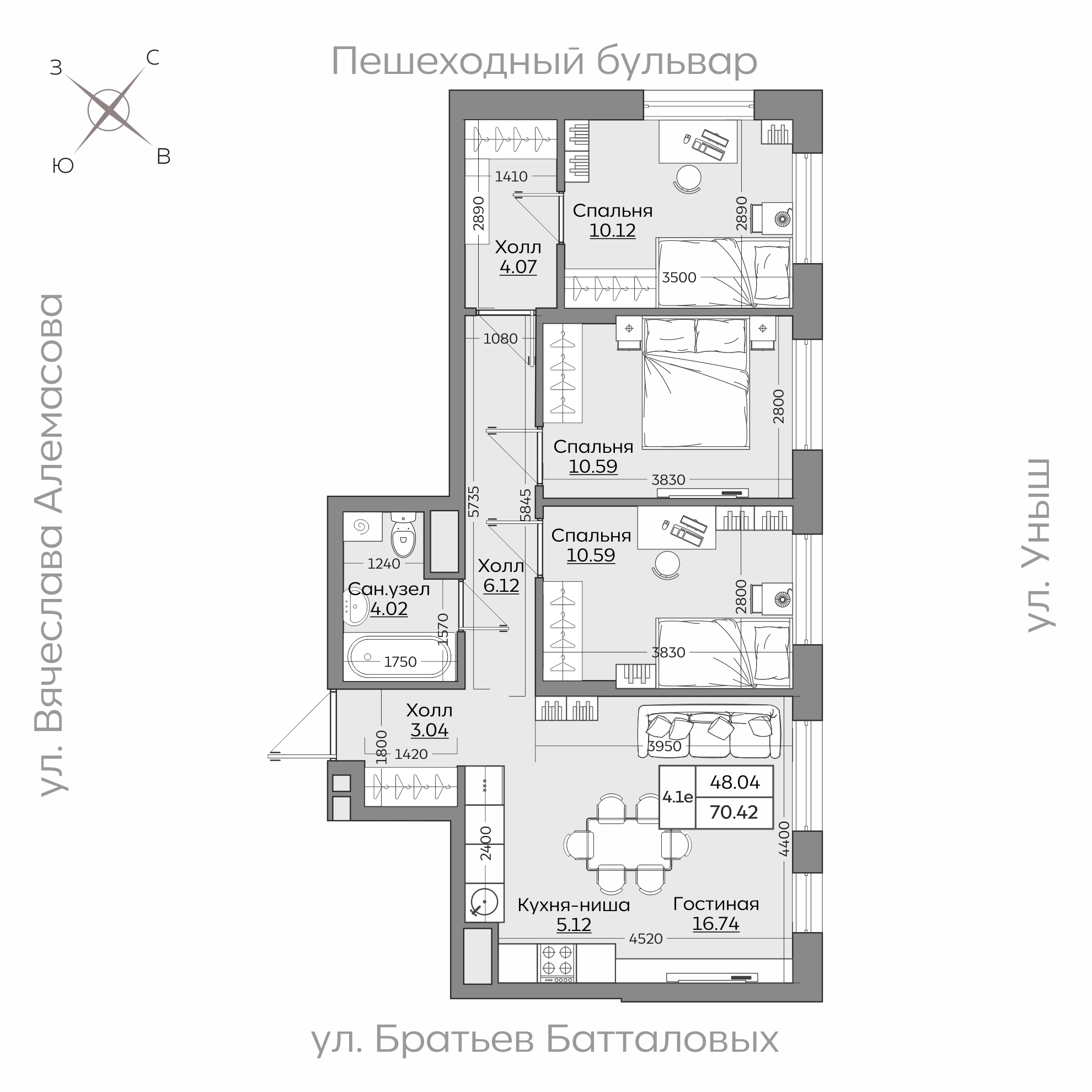 Планировка с размерами — квартиры в новостройках Казани