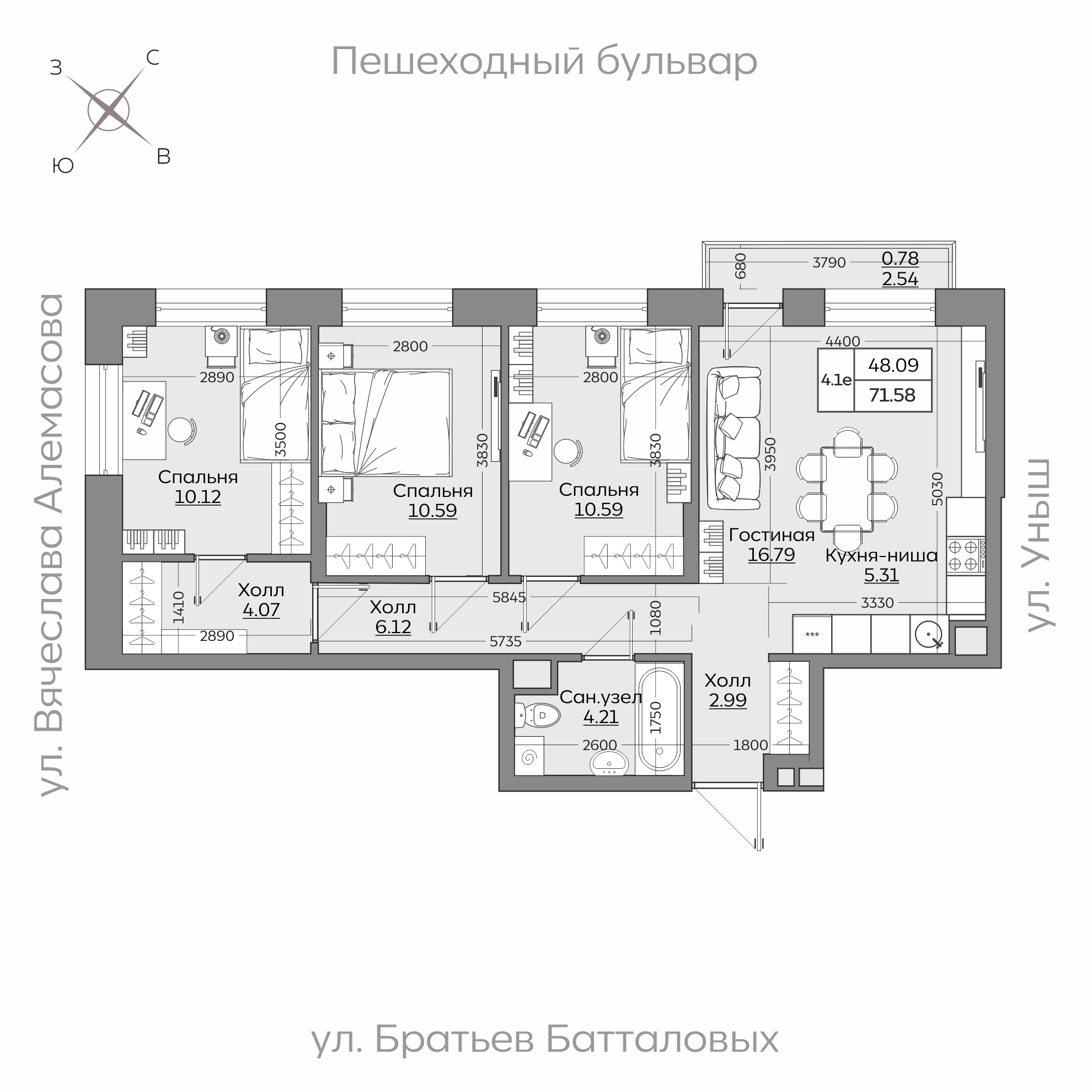 Планировка с размерами — квартиры в новостройках Казани