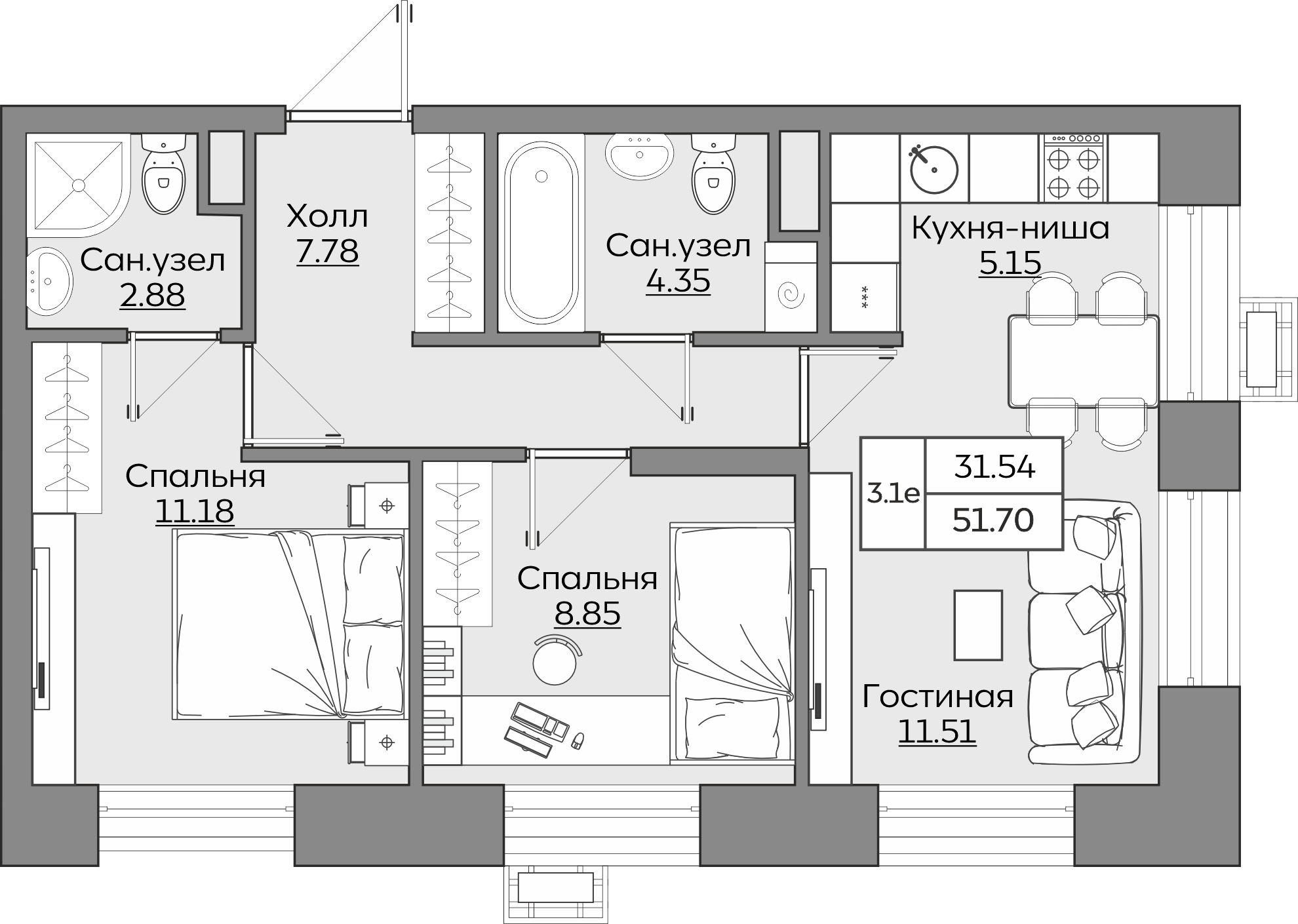 Планировка квартиры — новостройки Казани