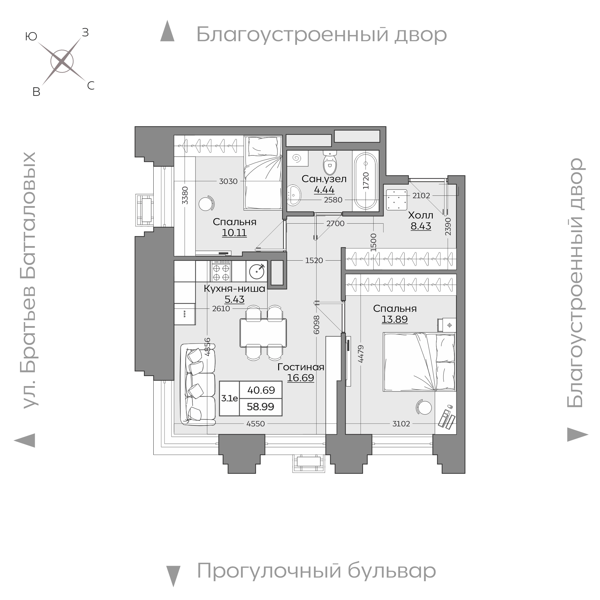 Планировка с размерами — квартиры в новостройках Казани