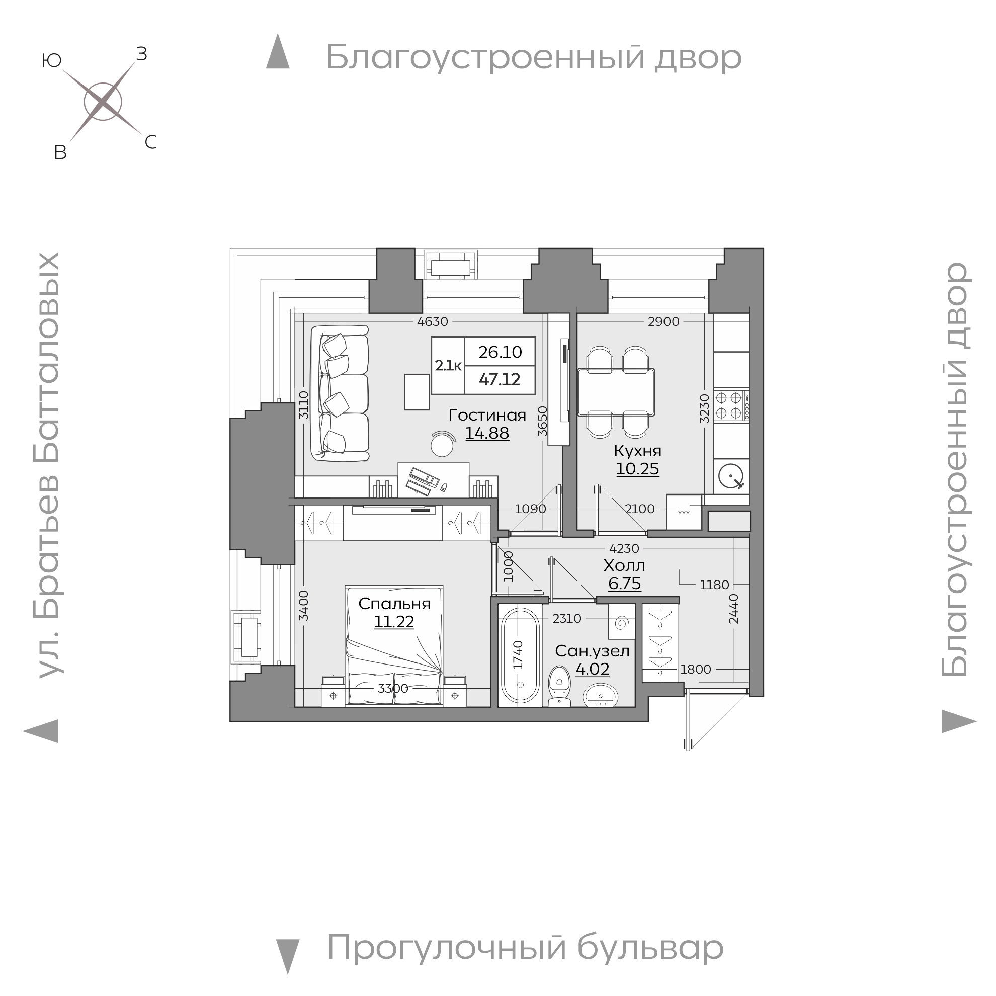 Планировка с размерами — квартиры в новостройках Казани