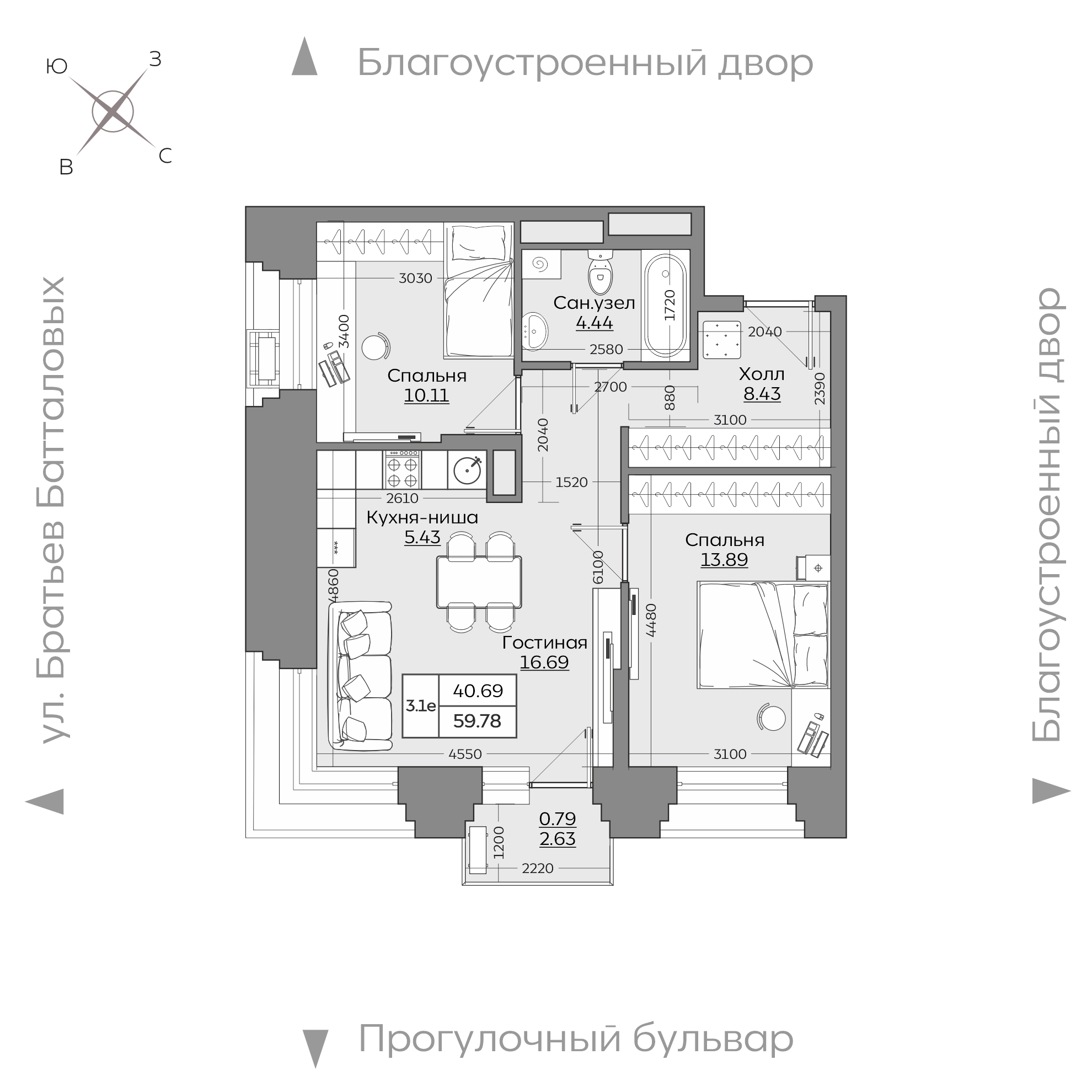 Планировка с размерами — квартиры в новостройках Казани