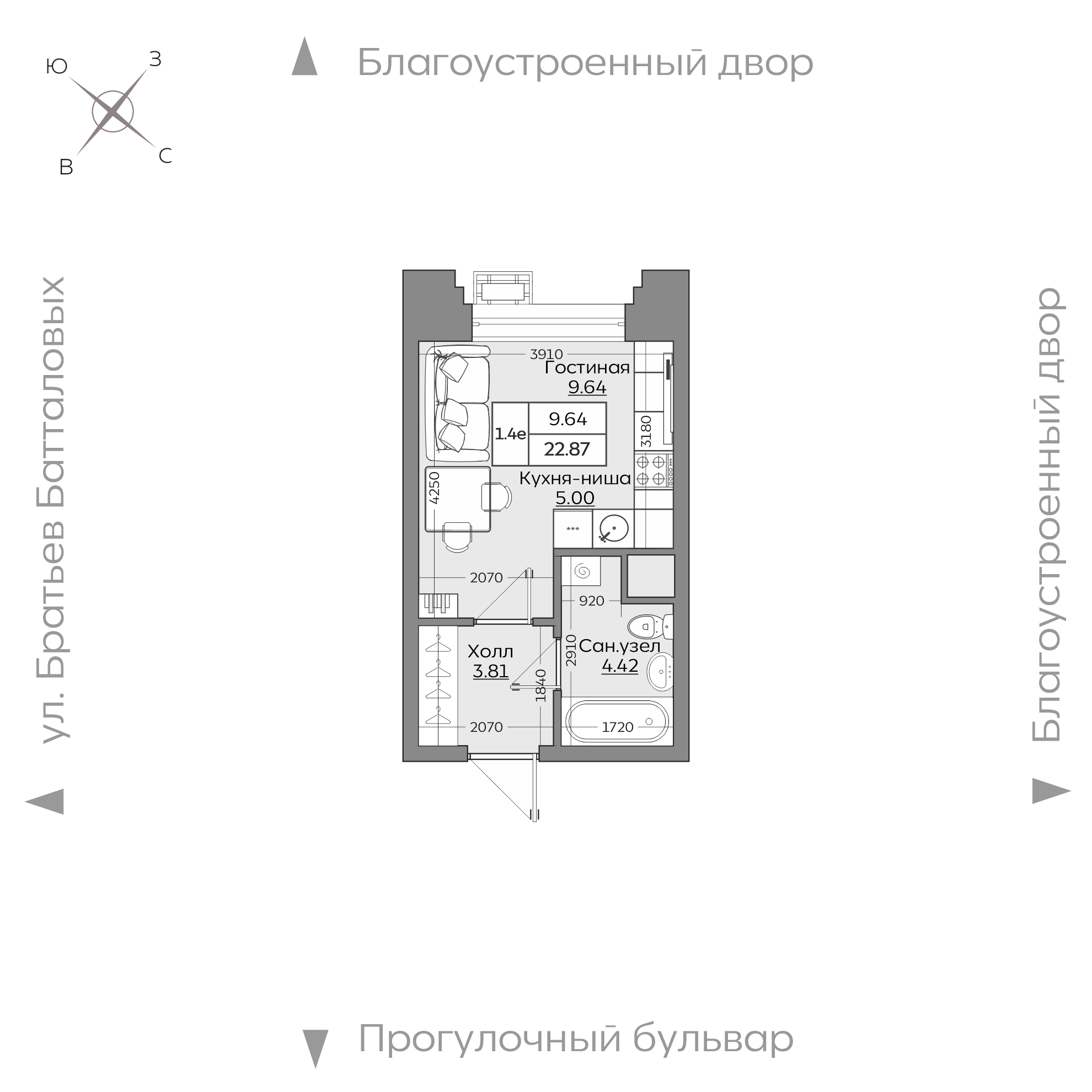 Планировка с размерами — квартиры в новостройках Казани