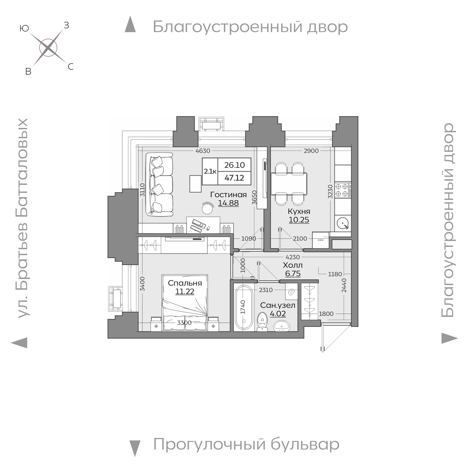 Планировка с размерами — квартиры в новостройках Казани