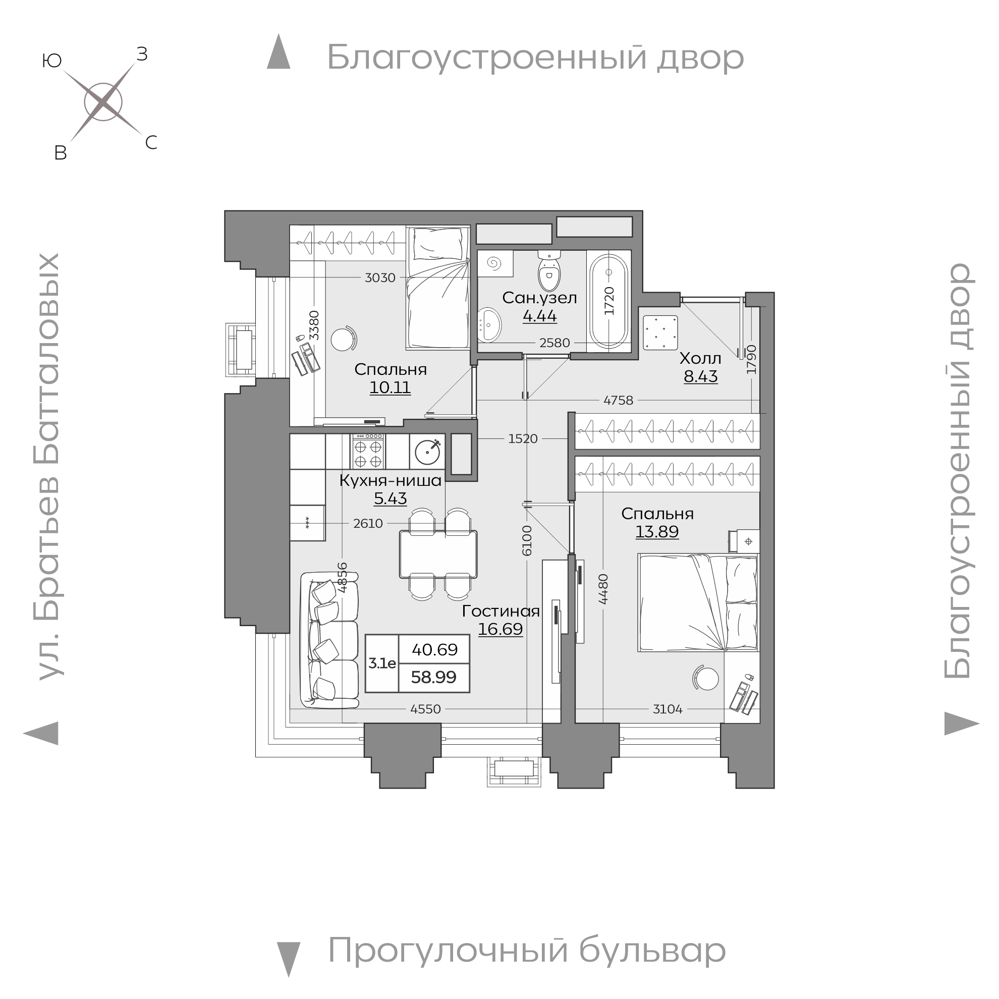 Планировка с размерами — квартиры в новостройках Казани