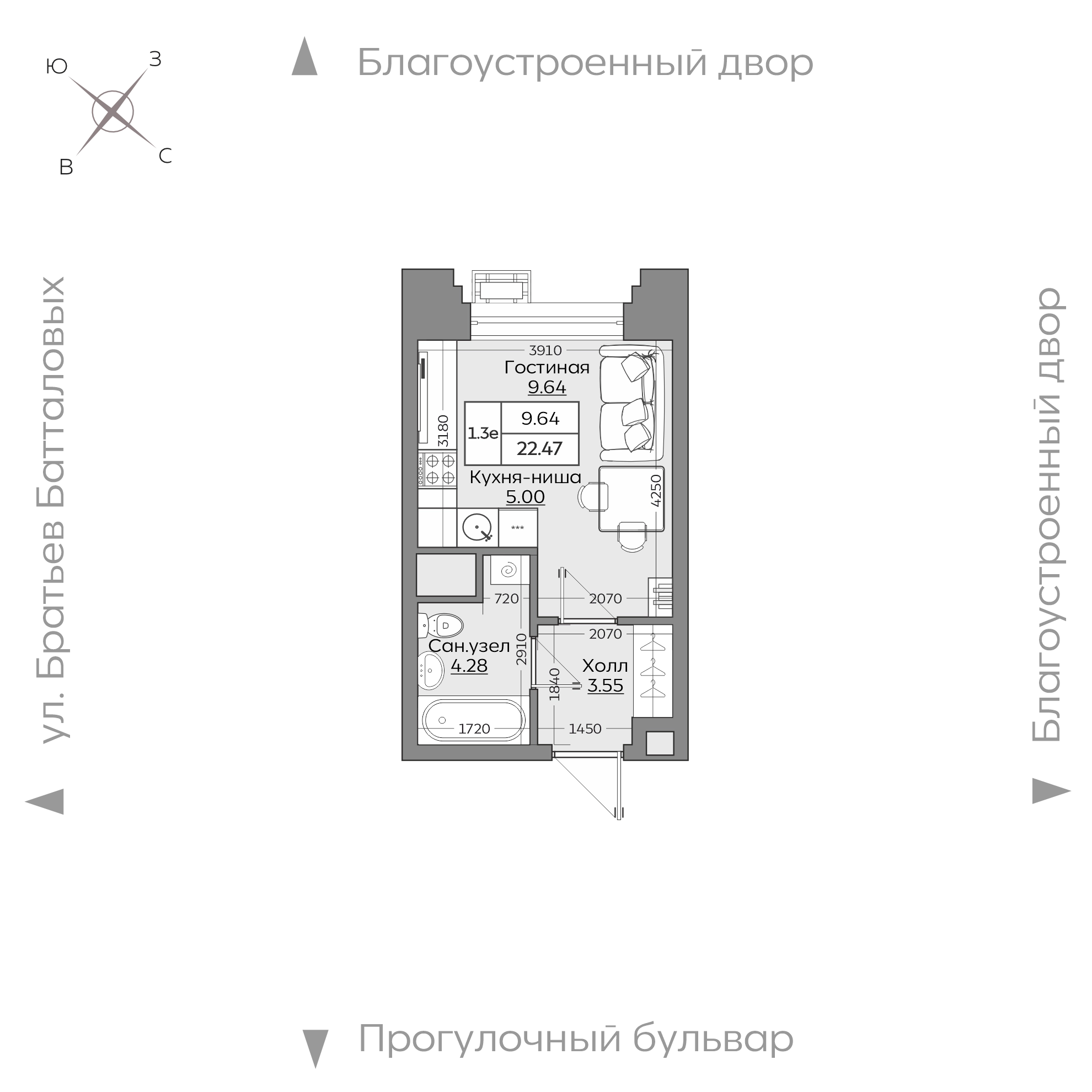 Планировка с размерами — квартиры в новостройках Казани