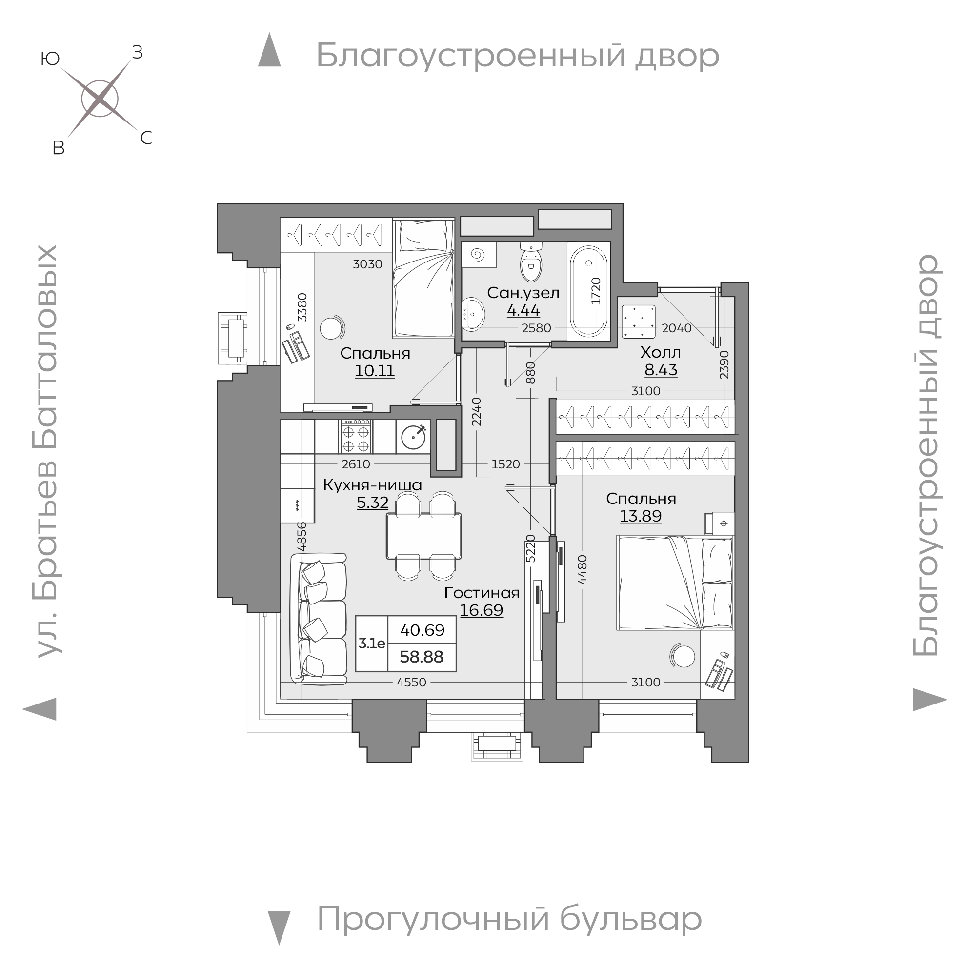 Планировка с размерами — квартиры в новостройках Казани