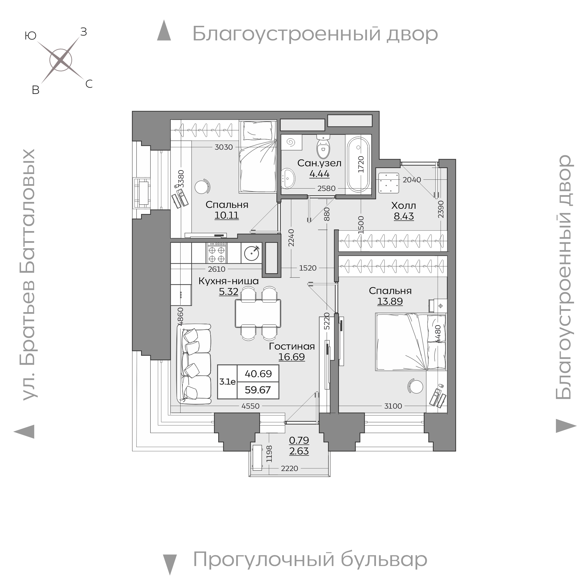 Планировка с размерами — квартиры в новостройках Казани