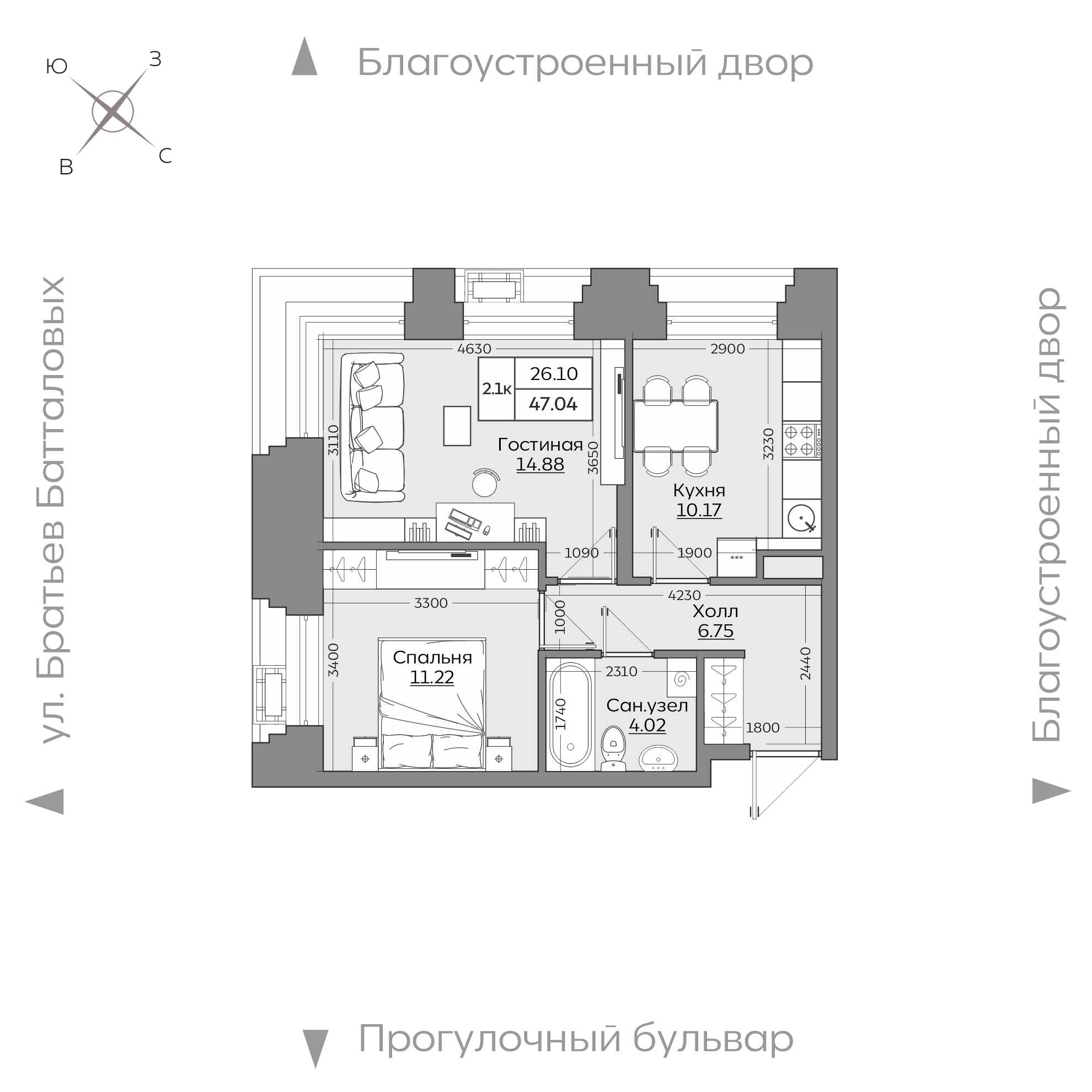 Планировка с размерами — квартиры в новостройках Казани