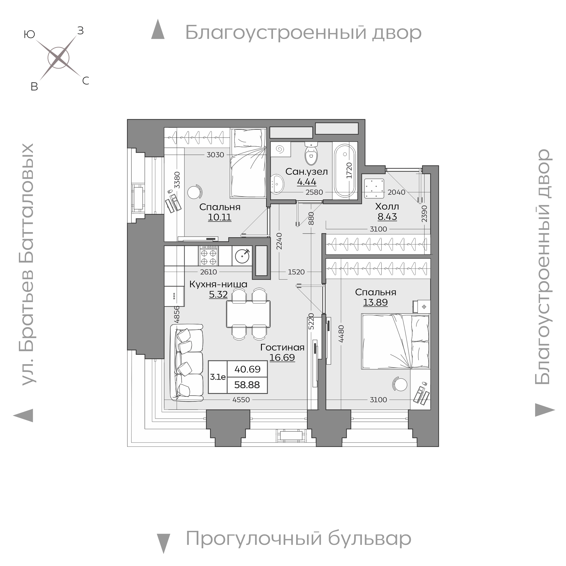 Планировка с размерами — квартиры в новостройках Казани