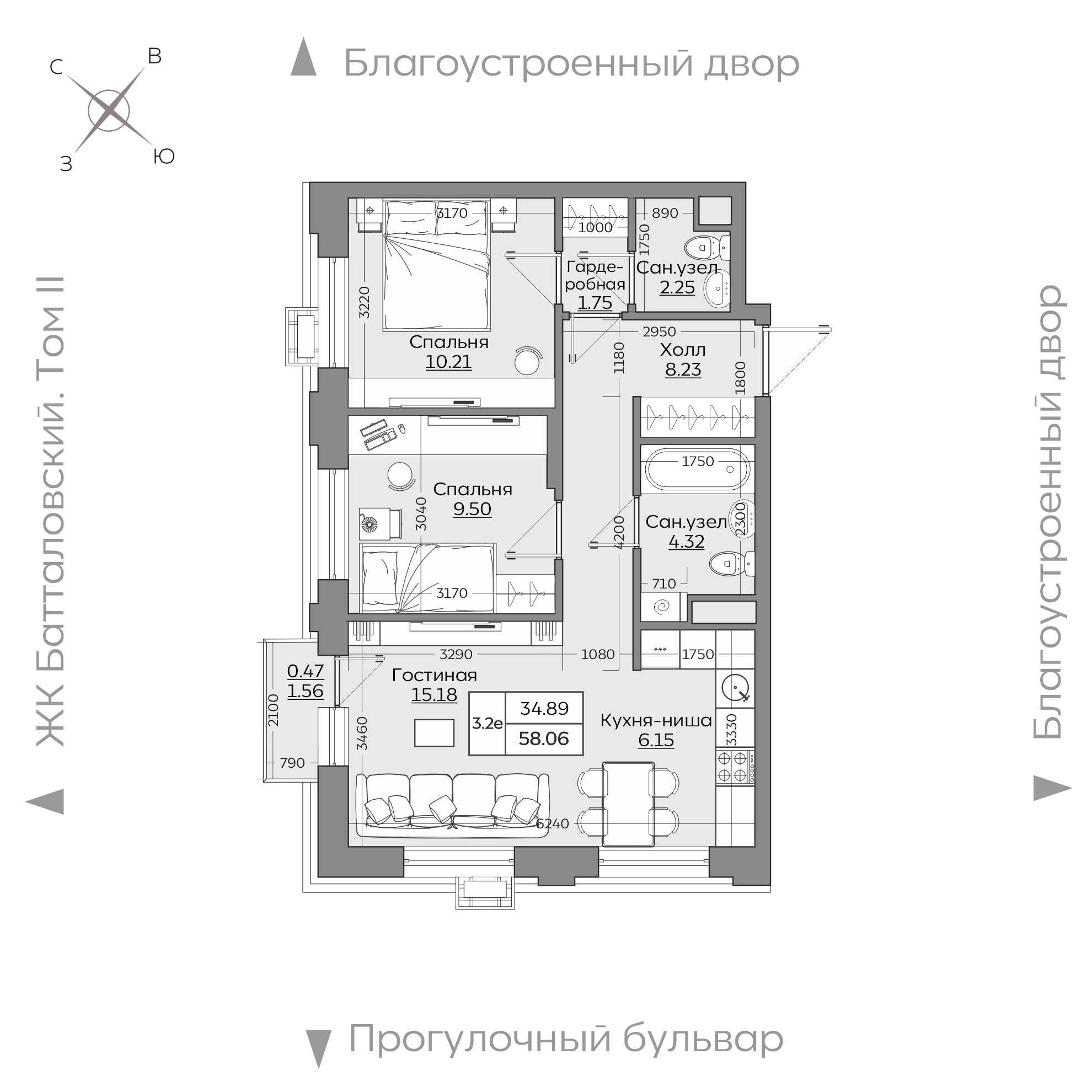 Планировка с размерами — квартиры в новостройках Казани