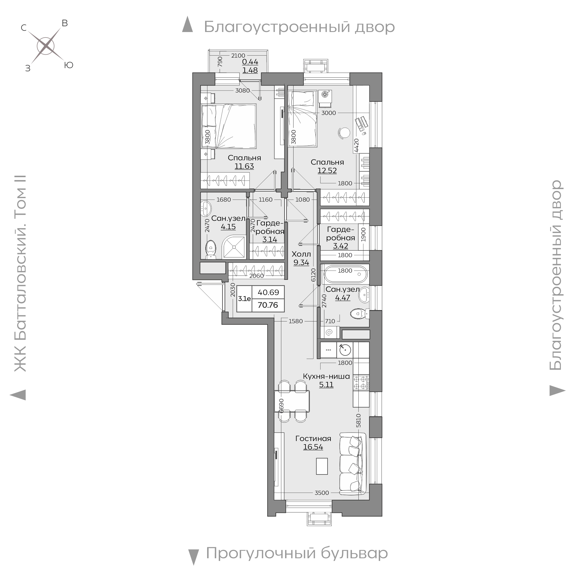 Планировка с размерами — квартиры в новостройках Казани
