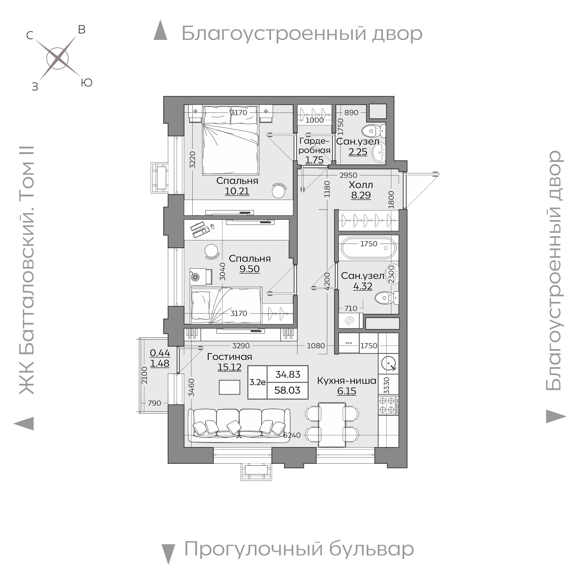 Планировка с размерами — квартиры в новостройках Казани