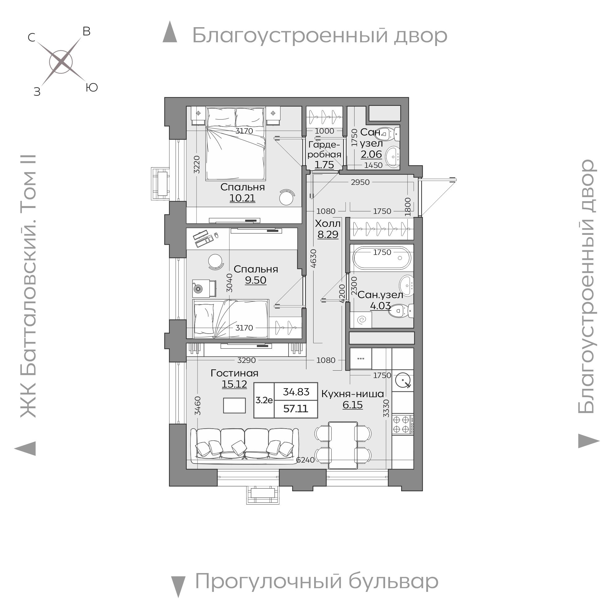 Планировка с размерами — квартиры в новостройках Казани