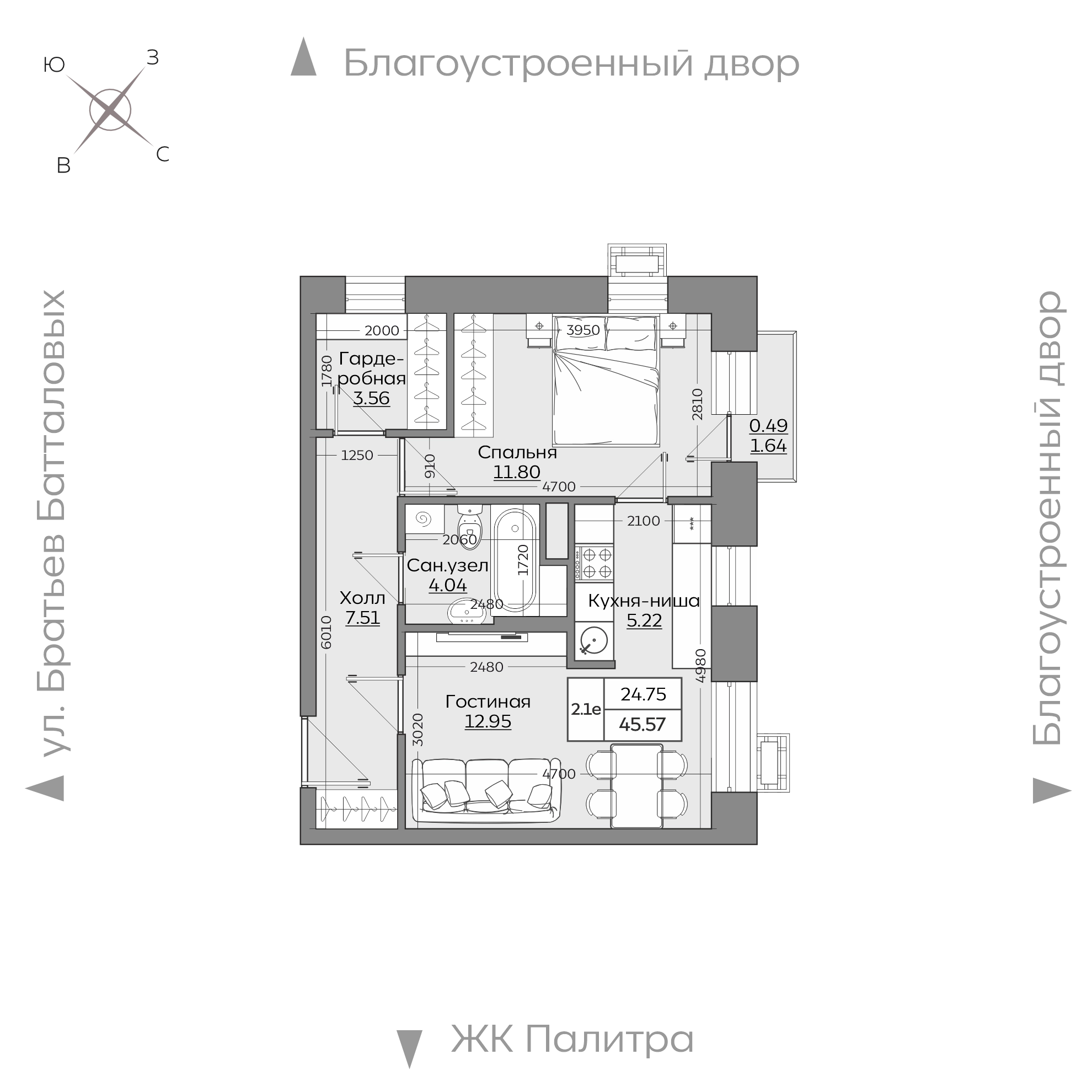 Планировка с размерами — квартиры в новостройках Казани