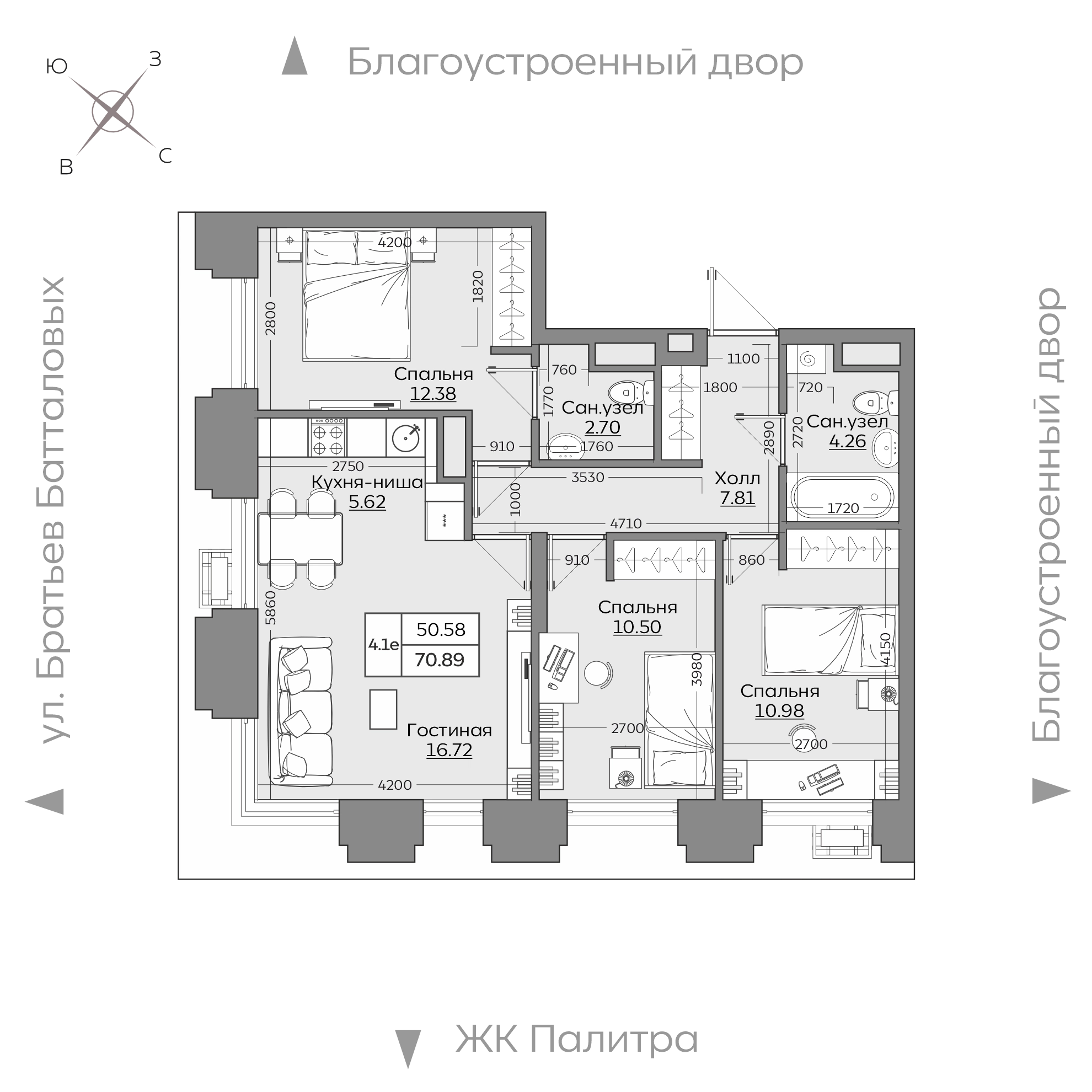 Планировка с размерами — квартиры в новостройках Казани