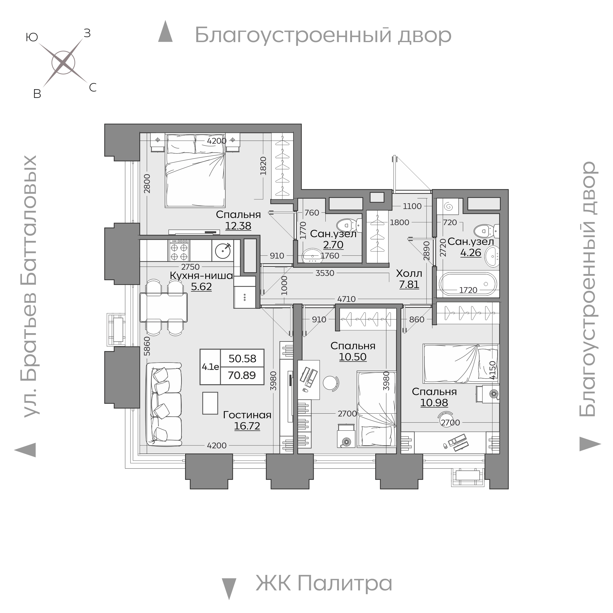 Планировка с размерами — квартиры в новостройках Казани